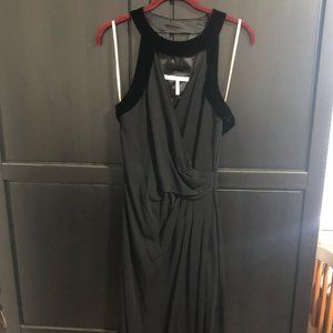 Halston Heritage Black Wrap Gown with Velvet Detail